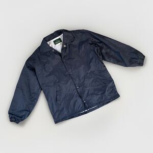 Vintage 90s Kocal Nylon Windbreaker MEDIUM Oversized Bomber Jacket Navy Blue EUC